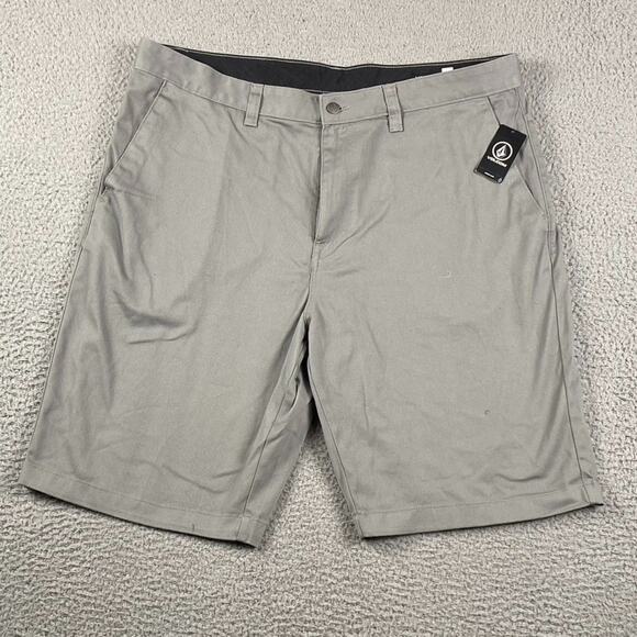 Volcom Chino Shorts Men's 40 Gray Causal Outdoors Hiking New - Picture 1 of 11
